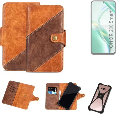 Produktbild von K-S-Trade Handyhülle Schutzhülle Bookstyle Case Wallet-Case kompatibel mit Honor 200 Smart Cover Klapphülle Kantenschutz Smartphone dunkelbraun