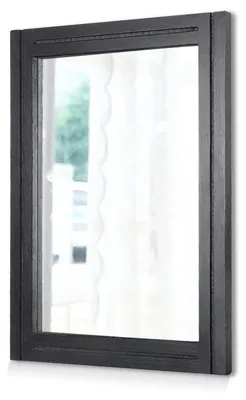 Produktbild von Wandspiegel rechteckig Holzrahmen 66x46 cm Schwarz Rustikal