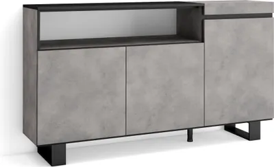 Produktbild von Sideboard, Highboard, 150x87x35cm, 3 Türen, Industriedesign, Zementgrau