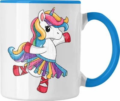Produktbild von Trendation - Einhorn Tasse Geschenk Mädchen Tochter Einhörner Grafik Pferde Reiterin Geschenkidee Frau Mama (Blau)