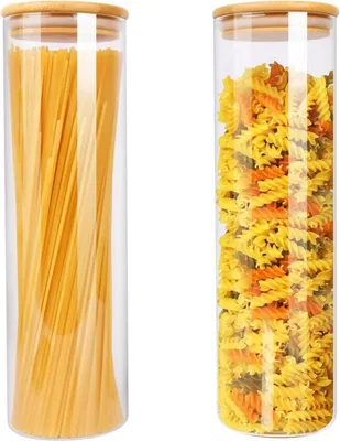 Produktbild von Vorratsdosen Glas 2er Set Bambusdeckel 1500ML Luftdicht Spülmaschinenfest