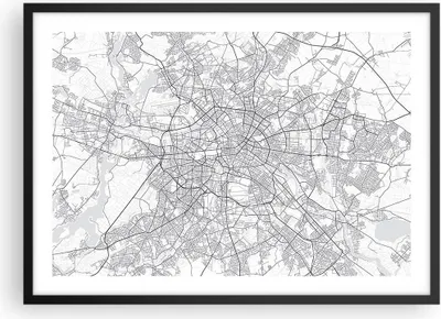 Produktbild von Gerahmtes Poster - Schwarzer Rahmen - Stadt Karte Berlin - 70x50 cm - Wand Bild - Wanddeko - Wandbilder - Kunstposter - Wandposter - Bilderrahmen - Bilder - Kunstdruck - P2BAA70x50-4681