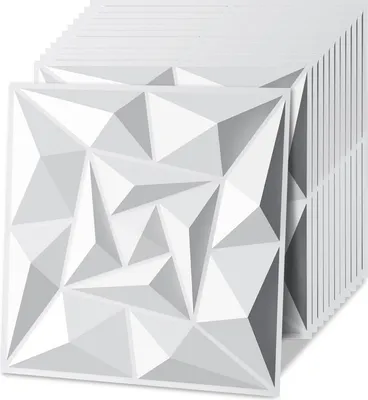 Obrázok produktu pre Hengda 12ks 3D panelov na stenu PVC polyvinylchlorid - obklad na stenu a strop - 50x50 cm (0,25 m²) - ľahké, flexibilné a ľahko sa inštalujú - biele