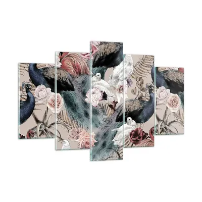 Produktbild von Bilder auf glas - 5 Teile - Pfauen Squab Flamingos - 150x100cm - Glasbilder - Wandbilder - Bilder - zum Aufhängen bereit - Wanddekoration aus Glas - Glas Bilder - Wandbild auf Glas - GEA150x100-4890