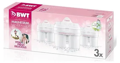 A box of BWT Magnesium Mineralizer water filter cartridges.