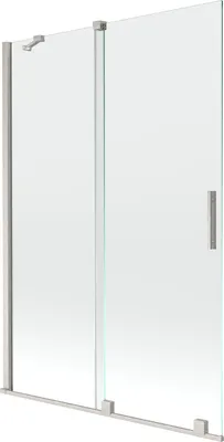 Produktbild von Mexen Velar Badewannenfaltwand 2-flügelig verschiebbar 120 x 150 cm, transparent, gebürstetes Nickel - 896-120-000-01-97