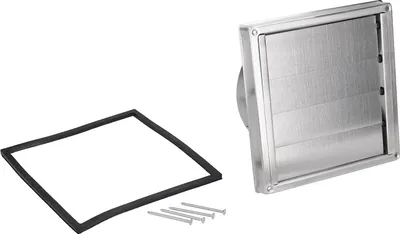 Produktbild von easyPART passend für 10028196 EUROPART UNIVERSAL Abluft Gitter Aussen Ablufthaube Lüftungsgitter 180x180mm Mauer Anschluss 150mm Edelstahl mit Jalousie Klappen u.a. Trockner