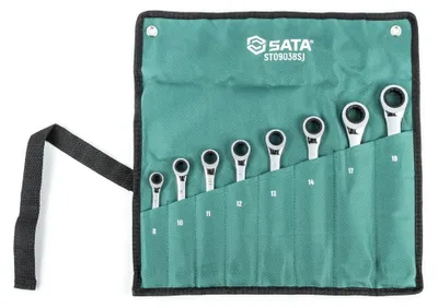 Produktbild von Ratschenschlüssel Ringmaulschlüssel Ring Maul Schlüssel Satz Set 8-tlg. SATA