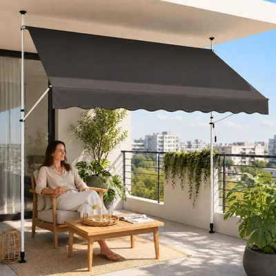 Immagine prodotto di Strattore tenda da sole a morsetto / tenda da balcone protezione solare 350 cm - antracite
