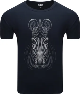 Produktbild von Diarbo Herren T-Shirt mit Aufdruck Wildtierporträts Zebrakopf Dunkelblau Gr.XXL