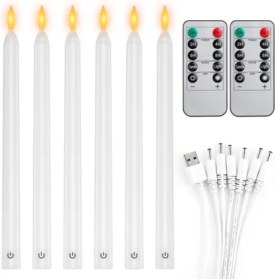 Zdjęcie produktu dla Zestaw 6 Świec LED Bezpłomieniowych Akumulatorowych z Pilotem Białe