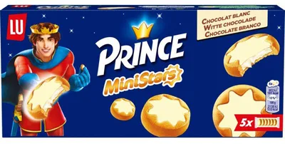 Zdjęcie produktu dla Prince Ministern White Cookies 187g – Chrupiące mini ciasteczka z białą czekoladą