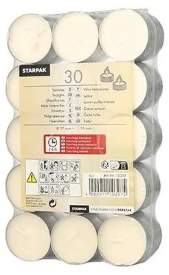 Produktbild von Papstar Teelichte Ø 37 mm 19 mm weiß Brenndauer 6 h, 20 x 30 Stück