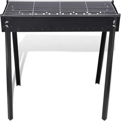 Produktbild von vidaXL Kohlegrill Säulengrill, quadratisch, Stahl, Gesamtmaße: 75x47x76 cm (L x B x H), Grillplatte: 75x28 cm, für Picknick, Party, Camping