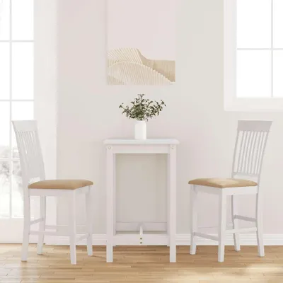 Productafbeelding van Maison Exclusive - Barkrukken met kussen, 2 stuks. Wit, massief rubberhout