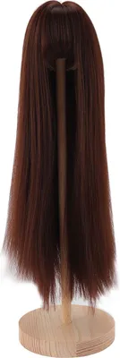 Produktbild von 1/4 Puppenperücke für 7 bis 8 Zoll DIY Simulierte Kopftemperatur Hochtemperatur Seidenkugel mit langer gerader Haare mit Pony dunkelbraun