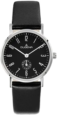 Produktbild von DUGENA Damen-Armbanduhr Mondo, Quarz, Edelstahlgehäuse, Saphirglas, Lederarmband
