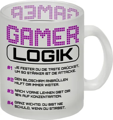Produktbild von Gamer Logik Glas Tasse in lila