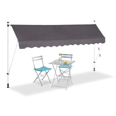 Produktbild von Bc-elec - HHYVA3512-ant Manuell einziehbare Markise für Terrasse & Patio 350x120cm antrazitgrau