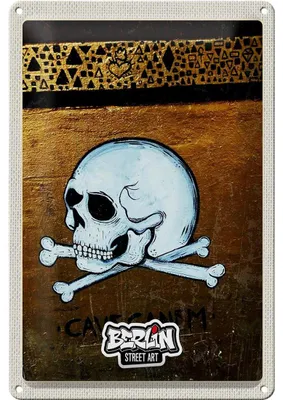 Produktbild von Blechschild Reise 20x30cm Berlin Graffiti Totenkopf Street Art