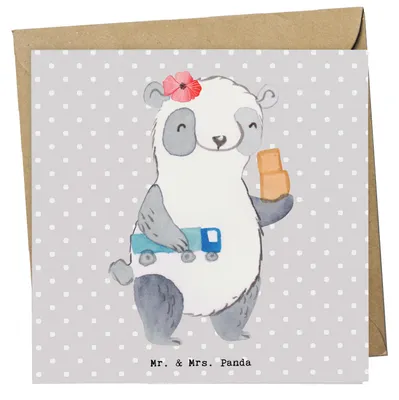 Produktbild von Mr. & Mrs. Panda Glückwunschkarte Speditionskauffrau Herz - Grau Pastell - Geschenk, anlasskarte, Klappkarte, faltkarte, doppelkarte, Grußkarte
