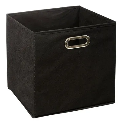 Image de Boîte de rangement, noire, textile, 31 x 31 cm