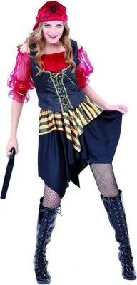 Immagine prodotto di Nobile costume da pirata da donna rosso-nero-oro - M/L