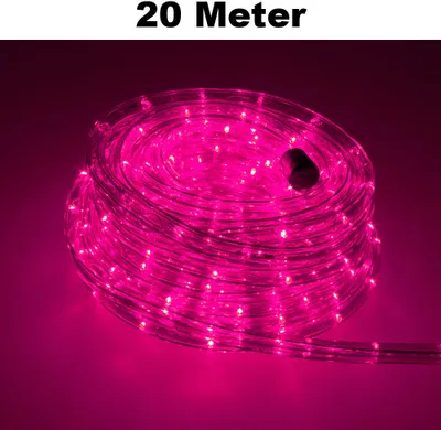 Produktbild von Trade-Shop LED Lichtschlauch Komplett Set mit Zubehör Lichterkette Beleuchtung Pink 20 Meter F3 LED für Drinnen/Draußen Weihnachten Beleuchtung Dekoration Lichterschlauch