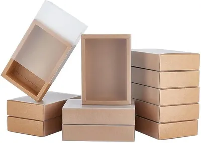 Zdjęcie produktu dla Pudełka Prezentowe Kraft z Okienkiem 12 szt 18,2x13x4,6 cm