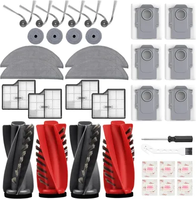 Produktbild von 36 Pack Zubehörset für Roborock Saros 10 Saugroboter, 4 Hauptbürsten, 4 Filter, 4 Halbmond Wischpads, 4 Runde Wischpads, 6 Seitenbürsten, 6 Staubbeutel, 1 Reinigungsbürste, 1 Schraubendreher