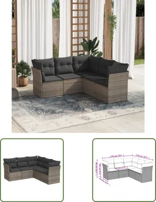 Produktbild von The Living Store 5-tlg. Garten-Sofagarnitur mit Kissen Grau Poly Rattan