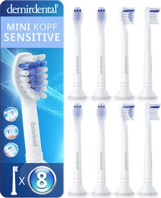 Produktbild von 8er demirdental Mini Sensitive Aufsteckbürsten für Philips Sonicare | Weiß