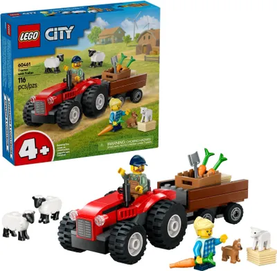 Produktbild von LEGO City Traktor mit Anhänger - Bauernhof Spielzeug mit Traktor & Tierfiguren - Montessori Spielsets für Jungen und Mädchen ab 4 Jahren - Geschenk mit 2 Minifiguren 60461
