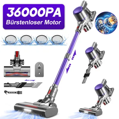 Produktbild von Portreen Akku Staubsauger, 500W/36000Pa Staubsauger kabellos mit HEPAx4,50 Min, kabelloser Staubsauger,Anti-Tangle-Staubsauger