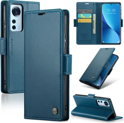 Obrázek produktu pro Xiaomi 12 Case, kožené peněženkové pouzdro na karty Ochranný kryt se stojánkem pro Xiaomi 12 / 12X / 12S Blue