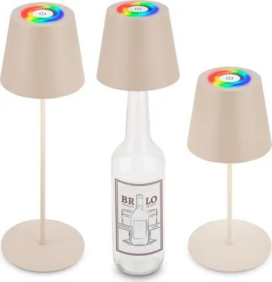 Obrázok produktu pre LED stolová lampa 3 v 1 na batérie Bezdrôtová lampa na zmenu farby IP44 Fľaša 36 cm béžová