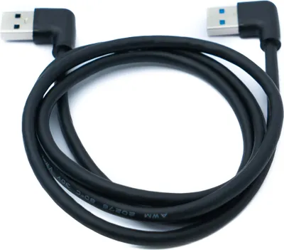 Produktbild von SYSTEM-S USB 3.0 Kabel 100 cm Typ A Stecker zu Stecker Winkel in Schwarz