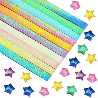 Origami-Sterne-Papierstreifen, 900 Stück, 10 Farben, Perlmutt