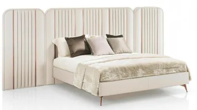 Produktbild von Kingsize Bett Doppelbett Schlafzimmer Möbel Großes Kopfteil Holzgestell