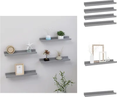 Image de vidaXL Étagères murales 4 pcs. Gris 40x9x3 cm - Etagères murales
