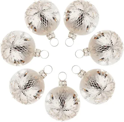 Produktbild von Thüringer Christbaumschmuck Kugel eisweiß Waffel silber 7er-Set BxHxT 4x4x4cm NEU