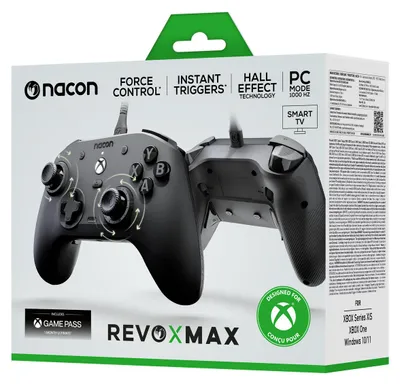 Obrázok produktu pre NACON XBXREVOMAX, Gamepad, Xbox One X, Xbox One, PC, Tlačidlo domov, Tlačidlo späť, Tlačidlo možnosti, Tlačidlo výberu, Analógový/digitálny, Kábel, USB