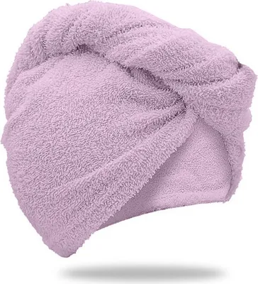 Zdjęcie produktu dla Szybkoschnący turban do włosów frotte jasnofioletowy, 100% bawełna