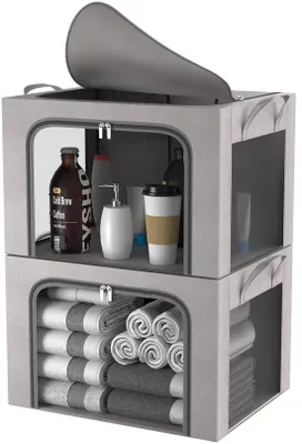 Image de Boîtes de rangement pour vêtements, lot de 2, gris