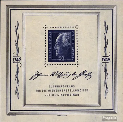 Produktbild von Briefmarken Sowjetische Zone (All.Bes.) 1949 Mi Block6 (kompl.Ausg.) postfrisch Goethe