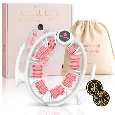 Image de Rouleau de massage anti-cellulite avec 14 rouleaux, pour le drainage lymphatique, idéal pour une utilisation à domicile