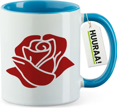 Produktbild von Huuraa Kaffeetasse Rose Blüte 330ml Blau Keramik Kaffeebecher Geschenkidee