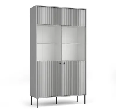 Produktbild von AX LIVING Vitrinen Schrank Irelis 105 cm Grau Schwarz Modern