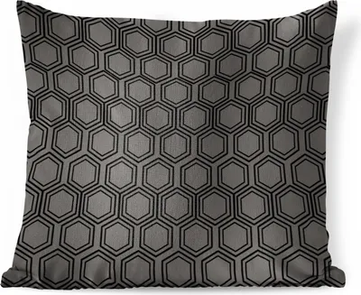 Produktbild von MuchoWow® Zierkissen Sofakissen Wohnzimmer Dekokissen 45x45 cm Schwarz - Muster - Sechseck - Schlafpolster - Polster für das Sofa