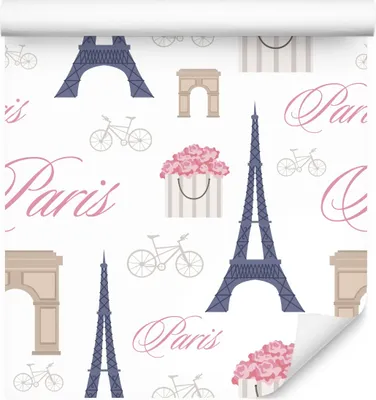 Produktbild von 10m VLIES TAPETE Rolle Paris Stadt Eiffelturm Blumen Fahrrad Gemalt XXL